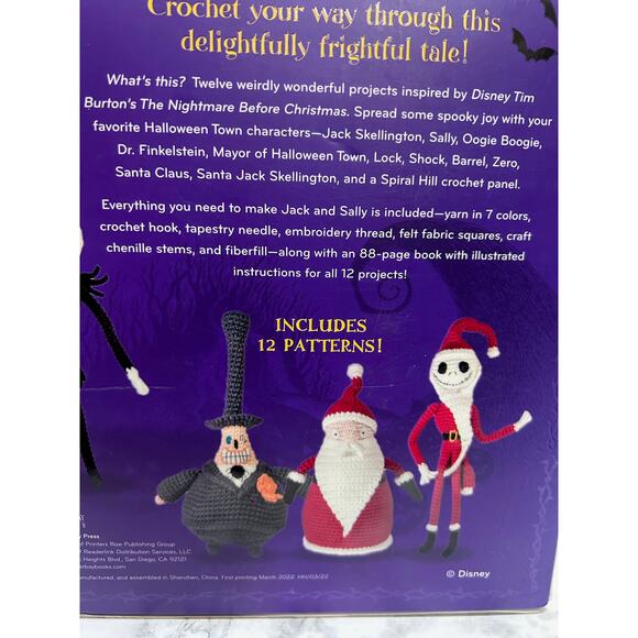 Disney Tim Burtons The Nightmare Before Christmas Crochet Kit Jack Sally Booklet - Picture 8 of 10